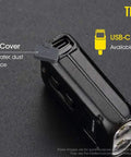 Ultra Compact 500 Lumen Dual LED Keychain Light with Rechargeable Battery USB-C port and charging cover