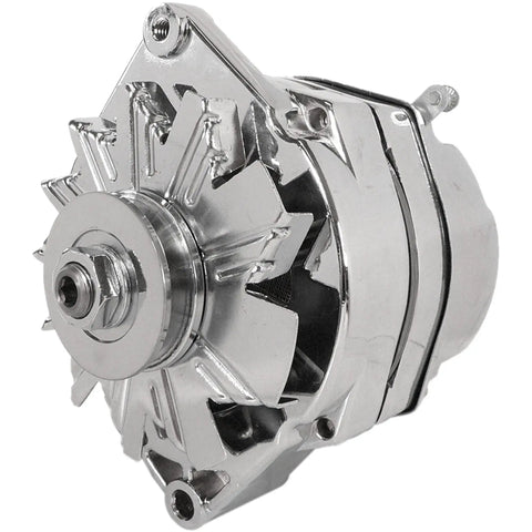 105 Amp Marine Alternator Replacement For Mercruiser 10SI 1 Wire V Belt 12V CW Rotation Chrome Delco Style With Easy Install
