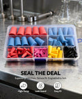 Premium 110 Piece Silicone Tapered Hole Plugs Kit With Assorted Colors For Electroplating PaintingProtection And High Temp Resistance Includes Easy Carry Case To Keep Workshop Gear Organized And Ready For Any Big DIY Job Or Professional Task. Assorted silicone tapered plugs in carry case