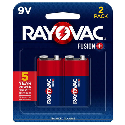 Fusion 9V Alkaline Batteries 2 Pack Workhorse Power For High Drain Toys Smoke Detectors And Wireless Microphones With Long Lasting Energy And A 5 Year Storage Guarantee packaging