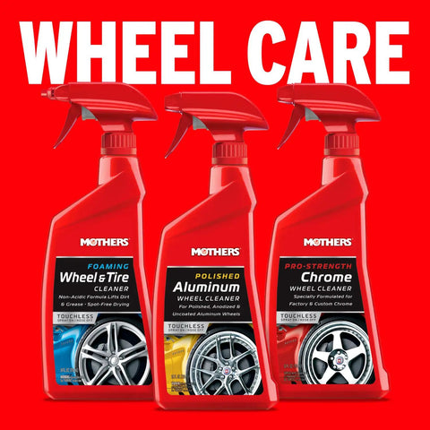 Foaming Wheel And Tire Cleaner For Cars Safe On Factory Coated Wheels Thick Foam Lifts Brake Dust And Grime Cleans Wheels And Tires At Once 24 Oz Great For Everyday Detailing And Wheel Care At Home Or Shop. Mothers 24 oz wheel care spray bottles