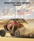 One Piece UTV Flag And Whip Light Mounting Bracket For 1.75 To 2 Inch Roll Bar Cage on Polaris RZR in desert