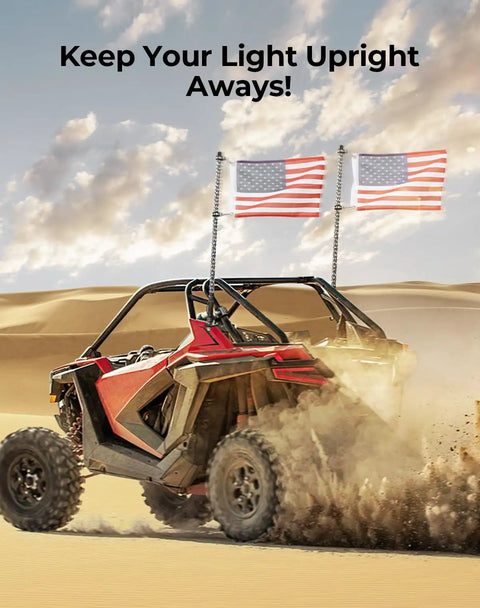 One Piece UTV Flag And Whip Light Mounting Bracket For 1.75 To 2 Inch Roll Bar Cage on Polaris RZR in desert