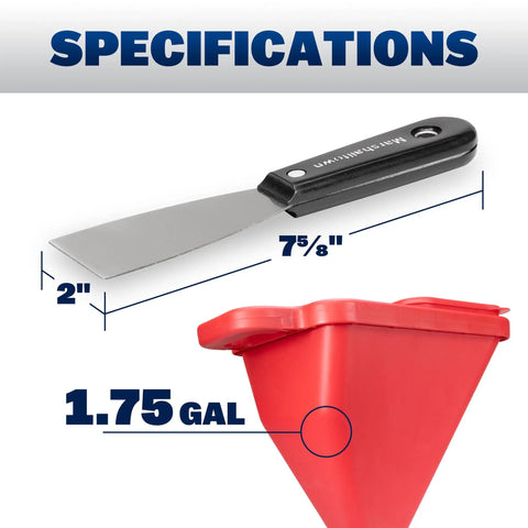 No Nonsense Hopper Gun And Texture Sprayer Built To Crush Thick Drywall Mud Smoothly 1.75 gal tray and spatula dimensions.