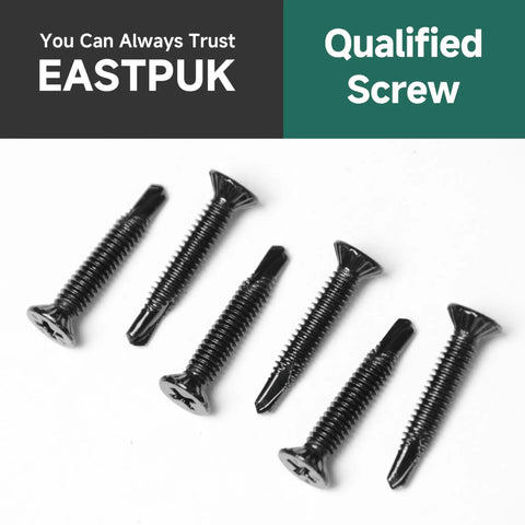 Top Shelf Black Serrated Self Drilling Screws Eight By One Inch Tough As Nails 410 Stainless Steel Fasteners With Included Drill Bit Zero Hassle Install Flat Head Hardware 300 Pack For Steel Metal Window And Door Frames.