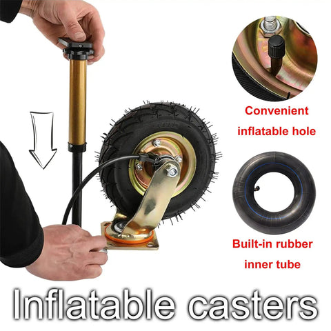 Heavy Duty Rubber Casters Pair With Eight And Ten Inch Swivel Options For Serious Outdoor Hauling showing inflatable caster with inner tube