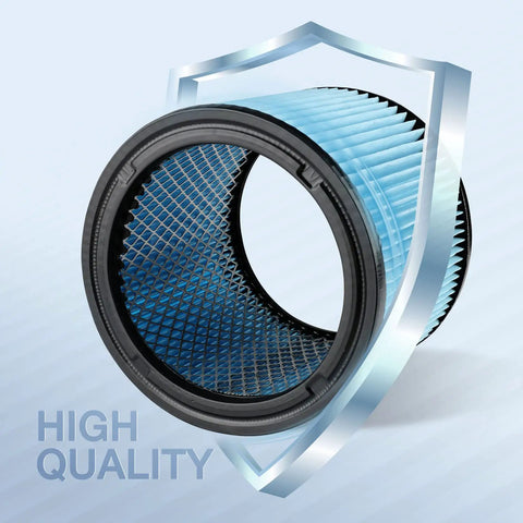 High Performance Vacuum Cartridge Filter For Five To Sixteen Gallon Wet Dry Vacuums With Nanofiber Filtration Reusable One Pack close-up view