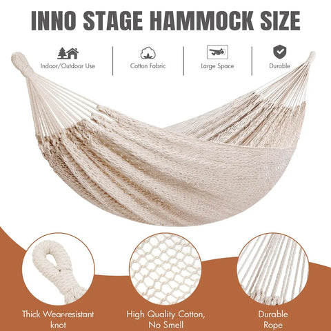 Mayan Style Handwoven Rope Hammock For Two With Carry Bag Cozy 120 Inch Long By 67 Inch Wide Bed 500 Pound Capacity