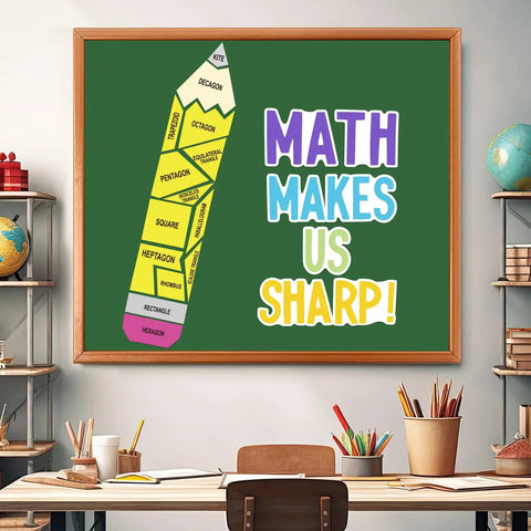 Math Bulletin Board Decorations Set For Classroom Back To School Decor With Bold MATH MAKES US SHARP Letter Cutouts