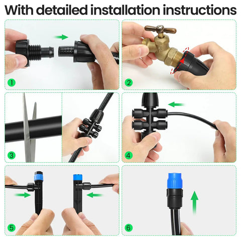 230 Foot Quick Connect Drip Irrigation Kit With One Quarter Inch And One Half Inch Fast Lock Tubing installation steps