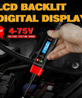 4 To 75V LCD Automotive Test Light With Built In Voltage Meter And Buzzer Electric Probe Pen For Car Battery Polarity Continuity And Fuse Checks Wide Range Auto Circuit Tester For Vehicle Electrical Systems, handheld in engine bay