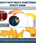 Two Pack Multi Purpose Plastic Utility Hook Pole Attachment Featuring Three Sized Notches And A Bottom Puller For No Sweat Organizing And Boss Level Storage Solutions with durable yellow design.