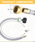 Image of a 15 Inch RV Propane Hose With Gauge Stainless Steel Braided Camper Tank Line Pigtail For Camper Regulator