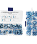 100 Piece Grease Fitting Assortment 1/8-28 Hex Galvanized Iron Nipples Covers For Quick Hydraulic Maintenance And Equipment Repair Jobs, blue organizer case