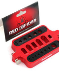 Pro Grade RC Soldering Station Jig Fixture With Ball End Remover Plus Multifunction Hex Socket Wrench Designed For XT60 XT90 Banana Plug Connectors Hustle Ready Build showing red aluminum jig with labeled XT60 and XT90 sockets.