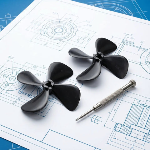 RC Boat Propeller Set 50mm 4 Blade CW CCW For 4mm Shafts PC Plastic Replacement Props For Submarines Bait Boats Fishing Cargo Ships
