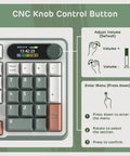 CNC knob control button detail on Slick Wireless Mechanical Keyboard With Integrated Smart Screen And Twist Knob For Rock Solid Triple Mode Connection And Total Fire Rgb Backlighting For Serious Gamers And Daily Hustlers Seeking A Clean Setup.
