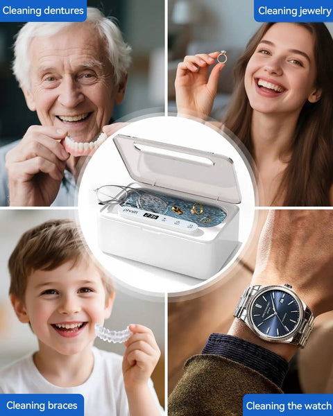 47KHz Ultrasonic Jewelry Cleaner With Three Cleaning Modes 12 Oz Stainless Steel Tank cleaning dentures, jewelry, braces, watch.