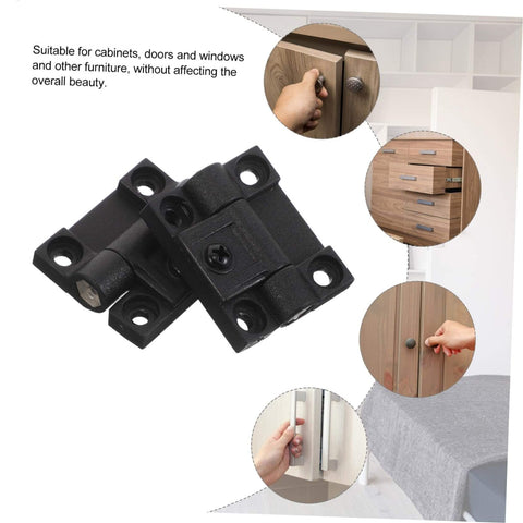 Adjustable Plastic Cabinet Hinges with Torque Friction Folding Support for kitchen, bathroom, office showing product and application.