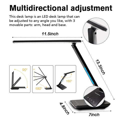 Desk Lamp With 10W Wireless Charger And USB Port, Clock LCD Display, Dope All In One Charging Station showing adjustable angles