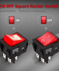 Beefy 30A 250V DPST Rocker Switch With Red Illuminated Indicator 4 Pin For 120V Or 240V Use Heavy Duty Toggle On Off T125 3 Pack