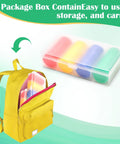 200 Piece Plastic Learning Counters Set With Storage Box In Four Colors For Math Counting Bingo And Classroom Games Kid Friendly Hands On 1 Inch Round Educational Counters Durable Safe Plastic Easy Sorting, shown in a storage box and placed in a yellow backpack