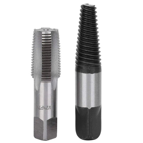 Beefy Heavy Duty Pipe Extractor With Tap For One Half Inch Thread Removal, Durable High Carbon Steel Repair Tool For Water Pipes, Fits Stainless Steel, Iron, And Alloy Materials, Industrial Grade Essentials. 1/2 inch extractor and tap set
