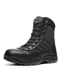 Mens Heavy Duty Steel Toe Work Boots For Construction And Industrial Safety with leather and textile upper, front view.