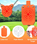 AR500 One Half Inch Steel Targets For Shooting Silhouette Gong Target with neon orange coating in outdoor setting
