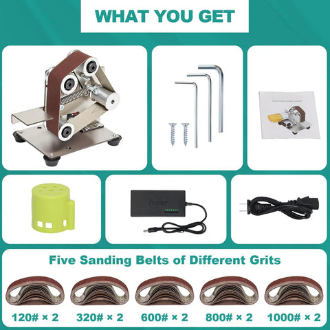 Grind Like A Pro With This Mini Belt Sander Knife Sharpener Electric Upgraded DIY With 10 Belts 110V Accessories Display