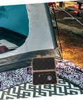 Five-Piece Wear-Resistant Tool Case for Outdoor Survival Gear open on camping mat, showcasing shockproof storage for hiking essentials.