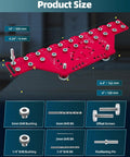 Two In One Cabinet Jig With Eleven Hole Shelf Pin Guide And Concealed Hinge Drill Template, red metal, product size details
