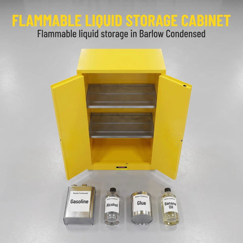 40 By 40 By 75 Inch Flammable Safety Cabinet 450 Gallon Heavy Duty 2 Door Fireproof Storage for hazardous liquids, open view