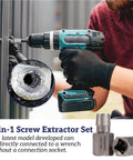 Man using drill with 36 Piece Screw And Bolt Extractor Kit With 2 In 1 MultiSpline Lug Nut Remover in industrial setting