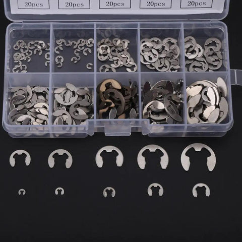200 Pieces Stainless Steel E Clips And E Rings Set With Plastic Box Heavy Duty Retaining Ring Assortment M1.5 To M10 Durable 304 Grade