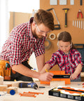 Father and daughter with Connectable Contour Gauge With Lock 10 Plus 5 Inch Extended Profile Duplicator Tool in a workshop