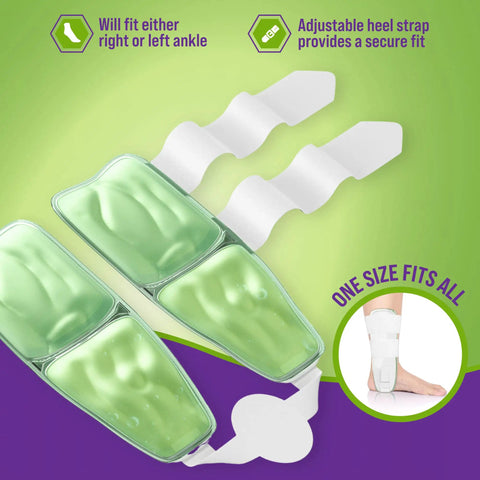 Air Gel Ankle Stirrup Brace With Customizable Air And Gel Support And Cold Therapy For Targeted Stabilization And Pain Relief One Size Fits All, showing green gel pads and straps.