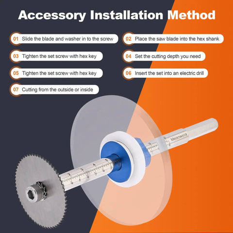 PVC Pipe Internal Cutter Set With 360-Degree Rotating Cutting Tool, Adjustable Depth Gauge, 5 Blades And 2 Mandrels