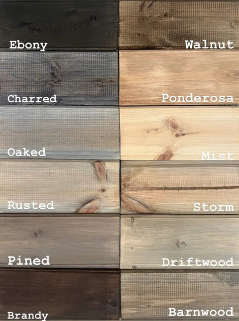 Lock In That Distressed Brandy Hue On Interior Wood Without Any Hiccups With This Butter Smooth One Coat Water Based Zero Vocs Wood Stain Eco Smart Low Smell Pick Perfect For Quick Barn Fixes And Garage Makeovers 5 Gallon color samples including Brandy, Pined, Oaked.