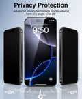 2 Pack Privacy Screen Protector For iPhone 16 Pro Max No Peeking Privacy Filter Anti Spy Tempered Glass 9H Hardness installed view