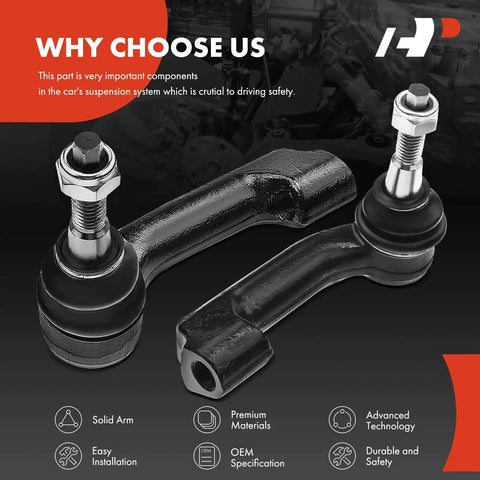 Front Outer Tie Rod End for Ford F-150 2009-2020 (Excludes Raptor), Expedition 2007-2021, Lincoln Navigator 2007-2019, Fix Uneven Tire Wear With Original Dimensions, Easy Install, Front Outer Left and Right, Driver and Passenger, black steel pair
