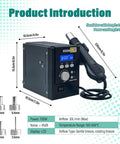 Pro Grade 700W Hot Rework Station With Four Nozzle Heat Gun Auto Sleep Function dimensions and features