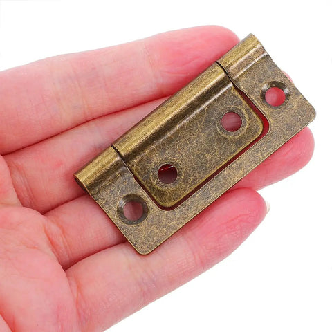 Heavy Duty Stainless Steel Cabinet Door Hinges 10 Pack, antique copper finish, held in hand, space saving and durable