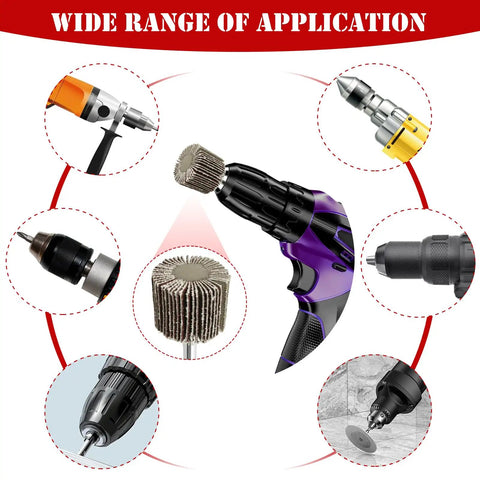 60 Piece Sandpaper Flap Wheel Kit With 80 Grit Flap Wheels And Quarter Inch Shank For Drill Use shown in various applications