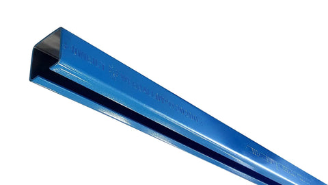Heavy Duty Enclosed Conveyor Track Section 5 Foot For Jervis Webb Unibilt Systems Hand Push Trolley Compatible 250 Pound Capacity Steel Overhead Rail For Material Handling Blue, close-up