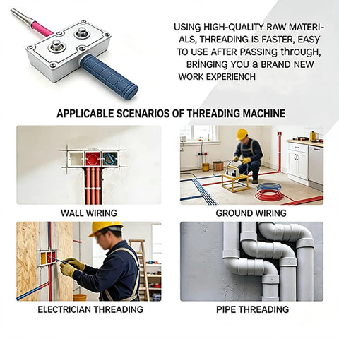 Heavy Duty Portable Wire Pulling Tool With Cord Adapter For Electricians in various installation scenarios including wall wiring.