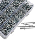 505 Piece Aluminum Blind Rivets Kit With Dome Head Pop Rivets For Quick Install Handy Assortment For Home Shop And Auto Projects Durable Vibration Resistant Fasteners For Metal Plastic And Wood in organizer box