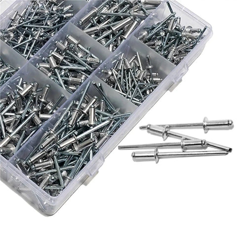 Aluminum Blind Rivets Kit With Dome Head Pop Rivets 505 Piece Fastening Assortment For Dyi Projects Home Auto And Metalworking Heavy Duty Durable Aluminum Rivets Corrosion Resistant Easy Clamp And Secure Join, 505-piece case