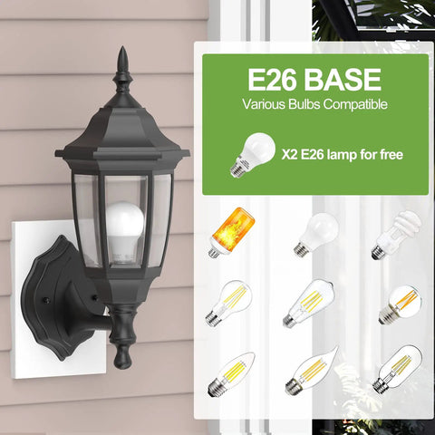 Outdoor Wall Lanterns With Bulbs Built To Last Weatherproof And Anti Corrosion Matte Black Plastic Porch Sconces with E26 base