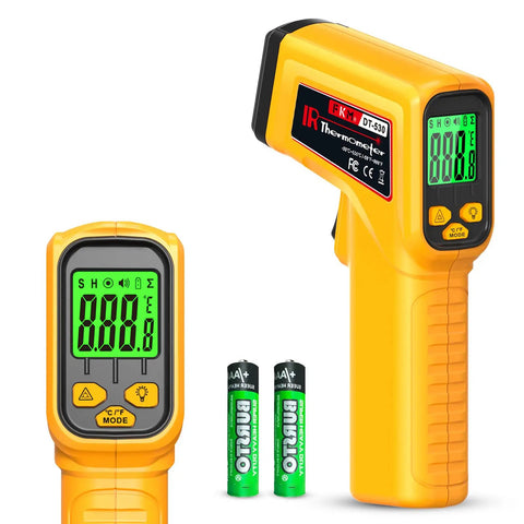 Infrared Temperature Gun Non Contact Laser Thermometer For Industrial And Kitchen Use With Adjustable Emissivity And Digital Readout -58F To 986F (-50C To 530C) Great For Oven Automotive And HVAC Not For Human with display and batteries